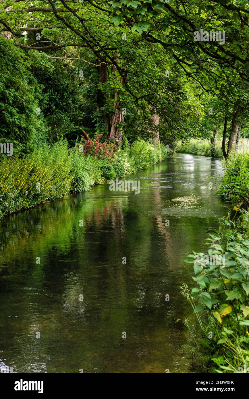 Bourton-sur-l'eau et la rivière Windrush.Un village dans la région rurale des Cotswolds du centre-sud de l'Angleterre. Banque D'Images