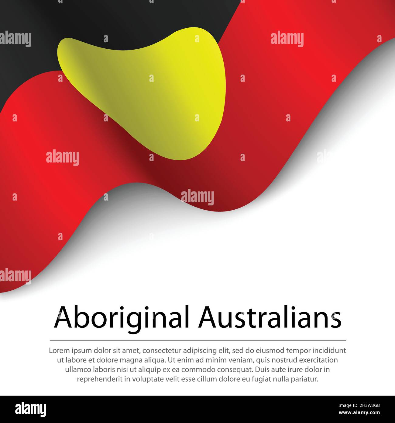 Drapeau des Aborigènes australiens sur fond blanc.Modèle vectoriel de bannière ou de ruban Illustration de Vecteur