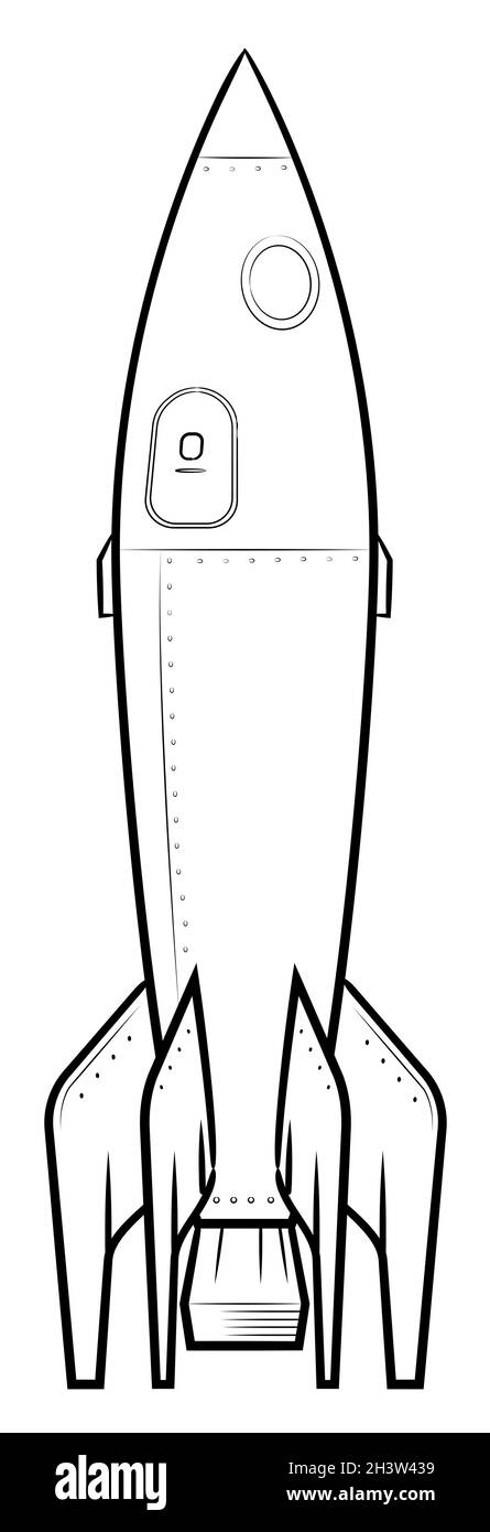 Fusée d'époque - illustration vectorielle d'un véhicule. Illustration de Vecteur
