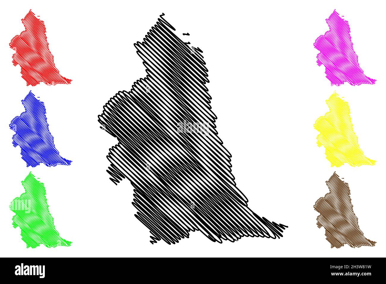 Région du nord-est de l'Angleterre (Royaume-Uni, région d'Angleterre) carte illustration vectorielle, croquis à tracer carte du nord-est de l'Angleterre Illustration de Vecteur