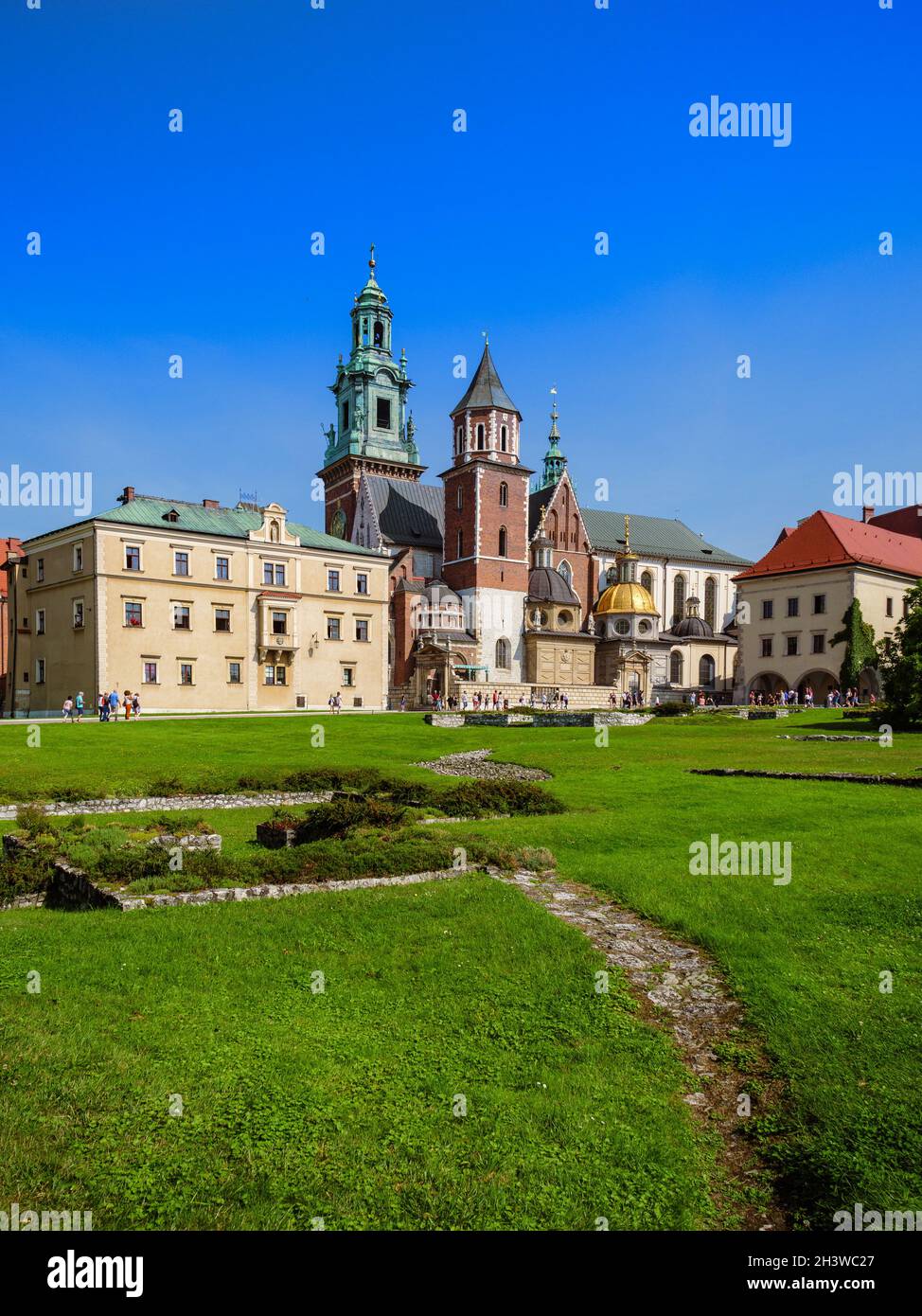 Cracovie, Pologne.26 août 2019.Le château royal de Wawel et la cathédrale de Wawel le jour d'été ensoleillé. Banque D'Images
