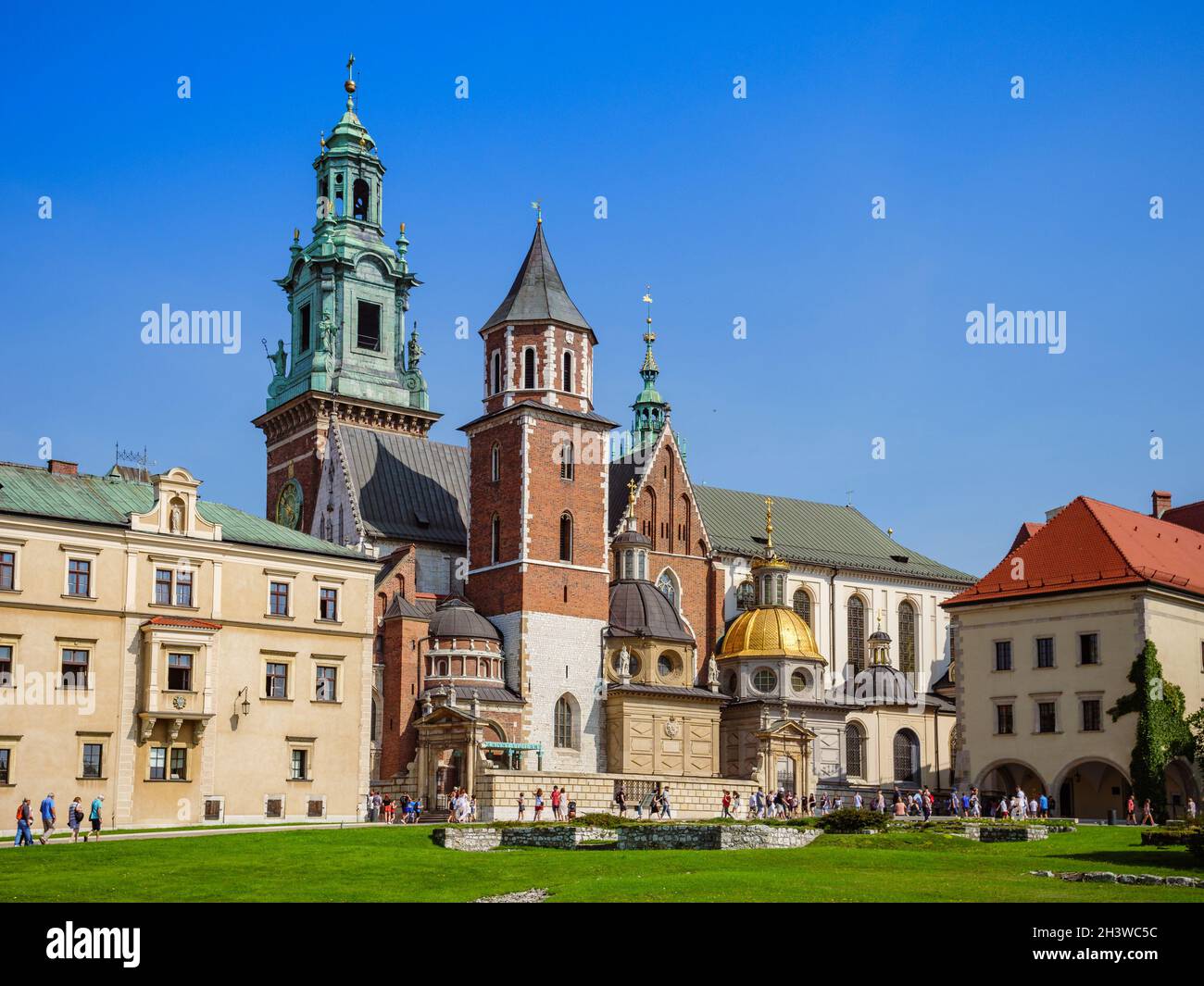 Cracovie, Pologne.26 août 2019.Le château royal de Wawel et la cathédrale de Wawel le jour d'été ensoleillé. Banque D'Images