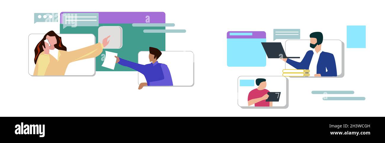 Travail à distance à la maison, nouvelle tendance - Vector Banque D'Images