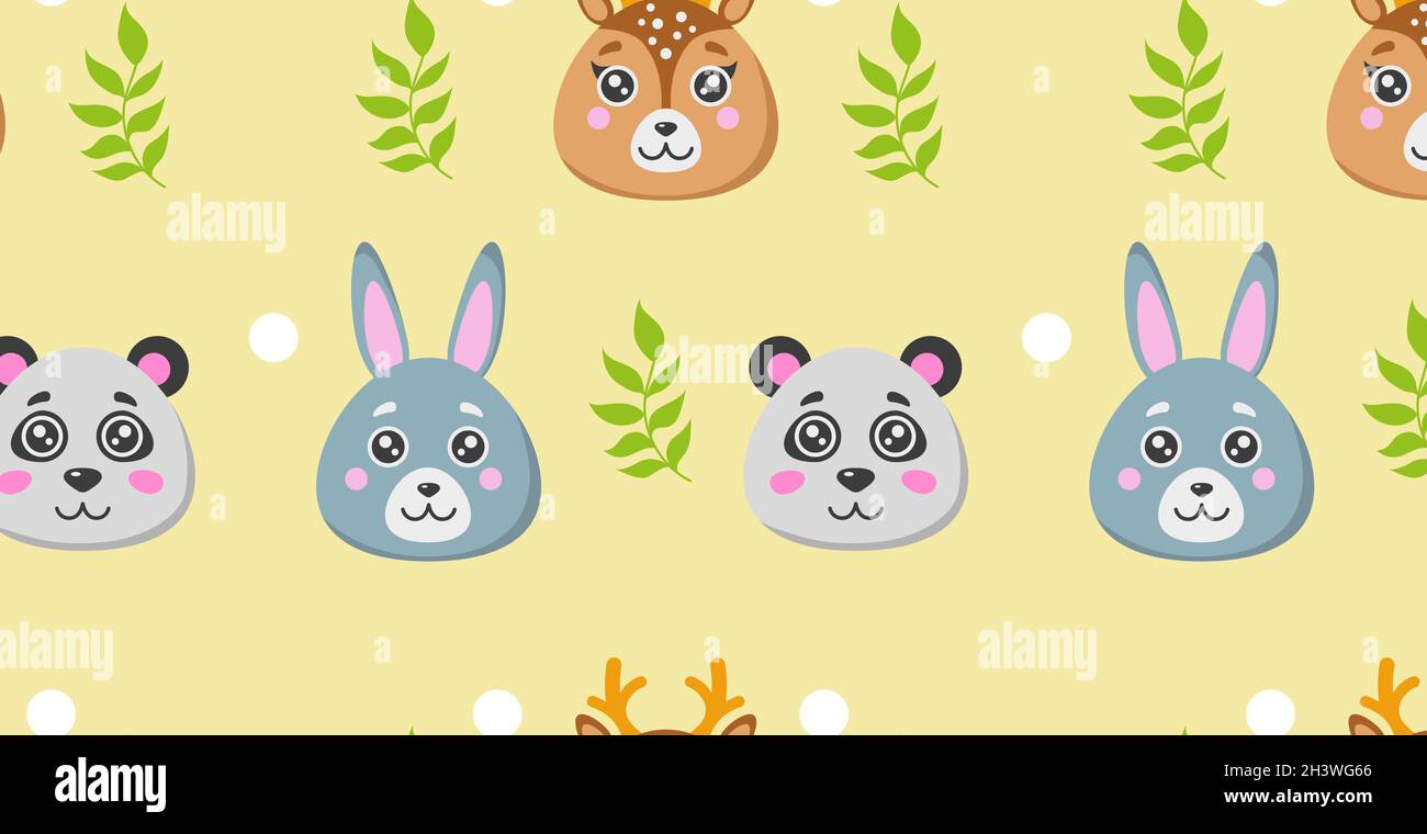Motif sans couture, différents animaux de forêt réalistes - Vector Banque D'Images