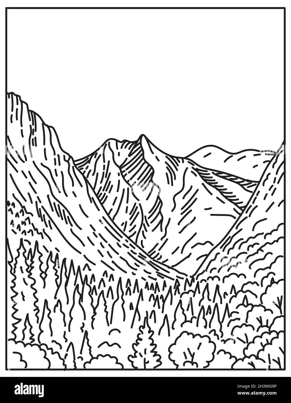 Kings Canyon de Paradise Valley dans le parc national de Kings Canyon dans la Sierra Nevada Californie États-Unis Mono Line ou Monol Banque D'Images Kings Canyon de Paradise Valley dans le parc national de Kings Canyon dans la Sierra Nevada Californie États-Unis Mono Line ou Monol Banque D'Images