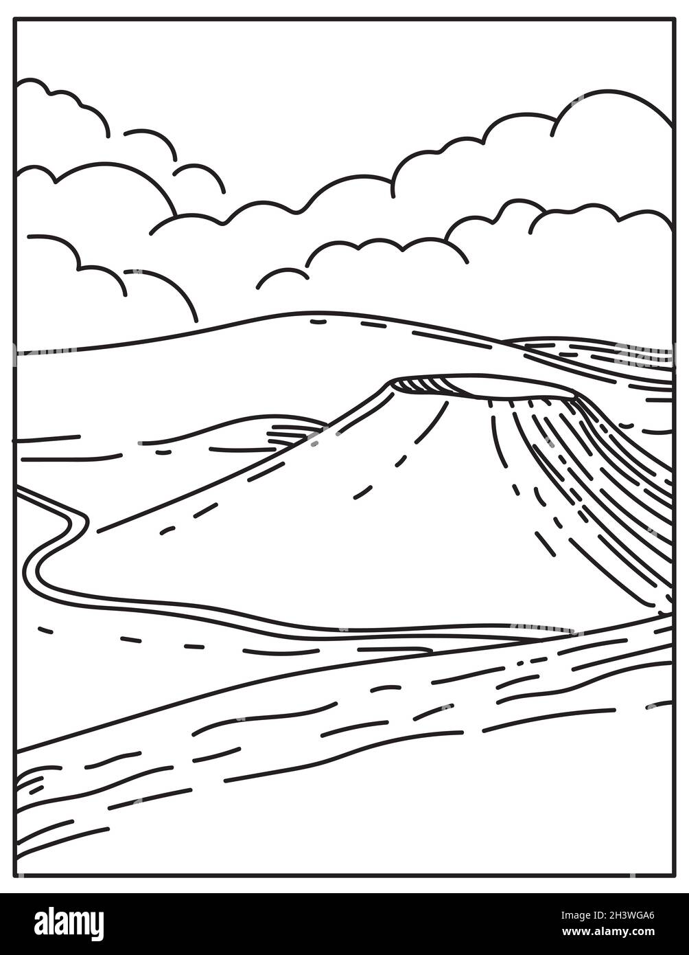 Mauna Kea un volcan dormant situé dans le parc national des volcans d'Hawaï sur l'île d'Hawaï États-Unis Mono Line ou Monolin Banque D'Images