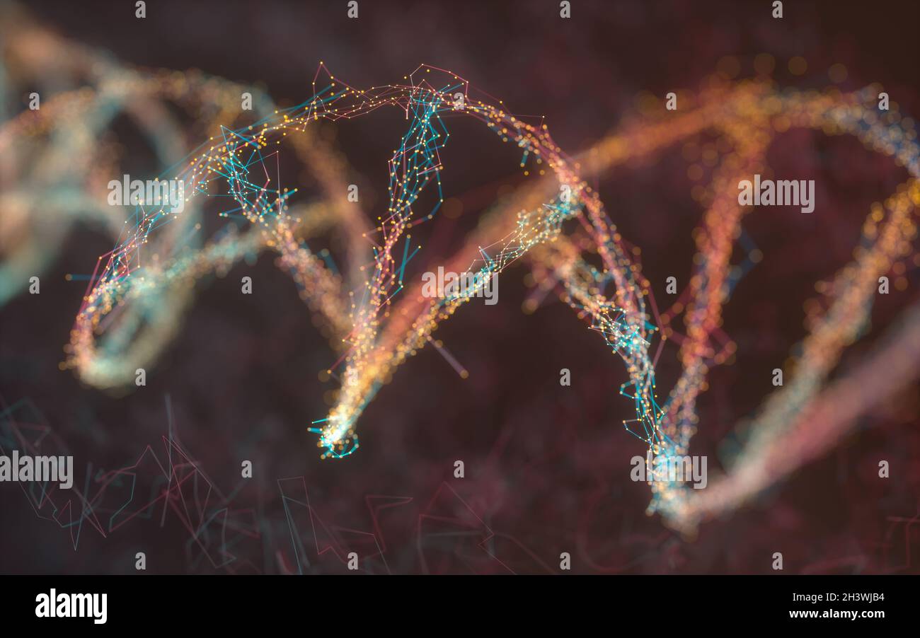 Image abstraite de l'ADN des codes génétiques. Image de concept à utiliser comme arrière-plan. Illustration 3D. Banque D'Images