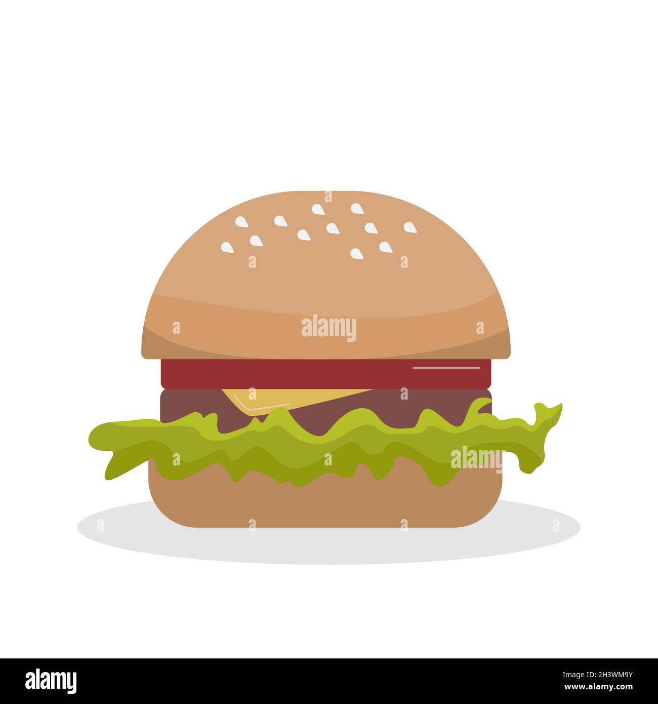 Gros hamburger réaliste sur fond blanc - Vector Banque D'Images