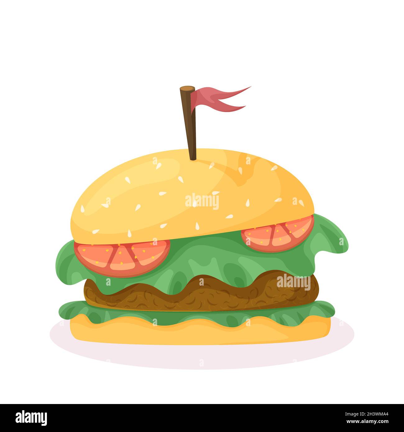 Gros hamburger réaliste sur fond blanc - Vector Banque D'Images