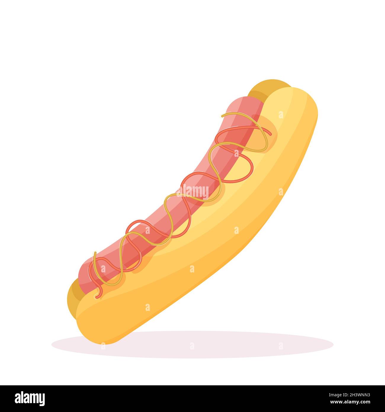 Sandwich réaliste avec saucisse et légumes frais - Vector Banque D'Images