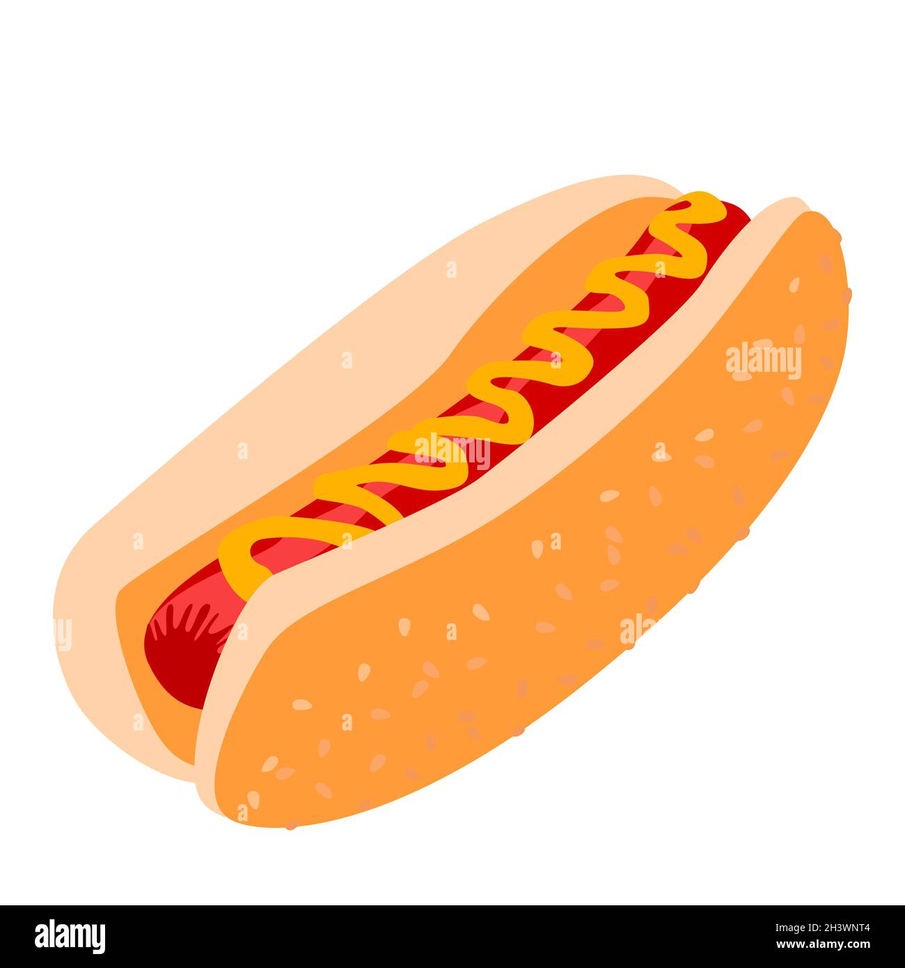 Sandwich réaliste avec saucisse et légumes frais - Vector Banque D'Images