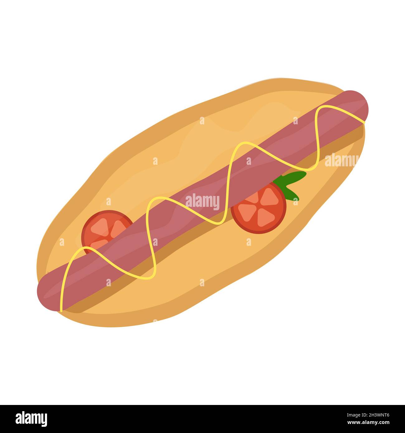 Sandwich réaliste avec saucisse et légumes frais - Vector Banque D'Images