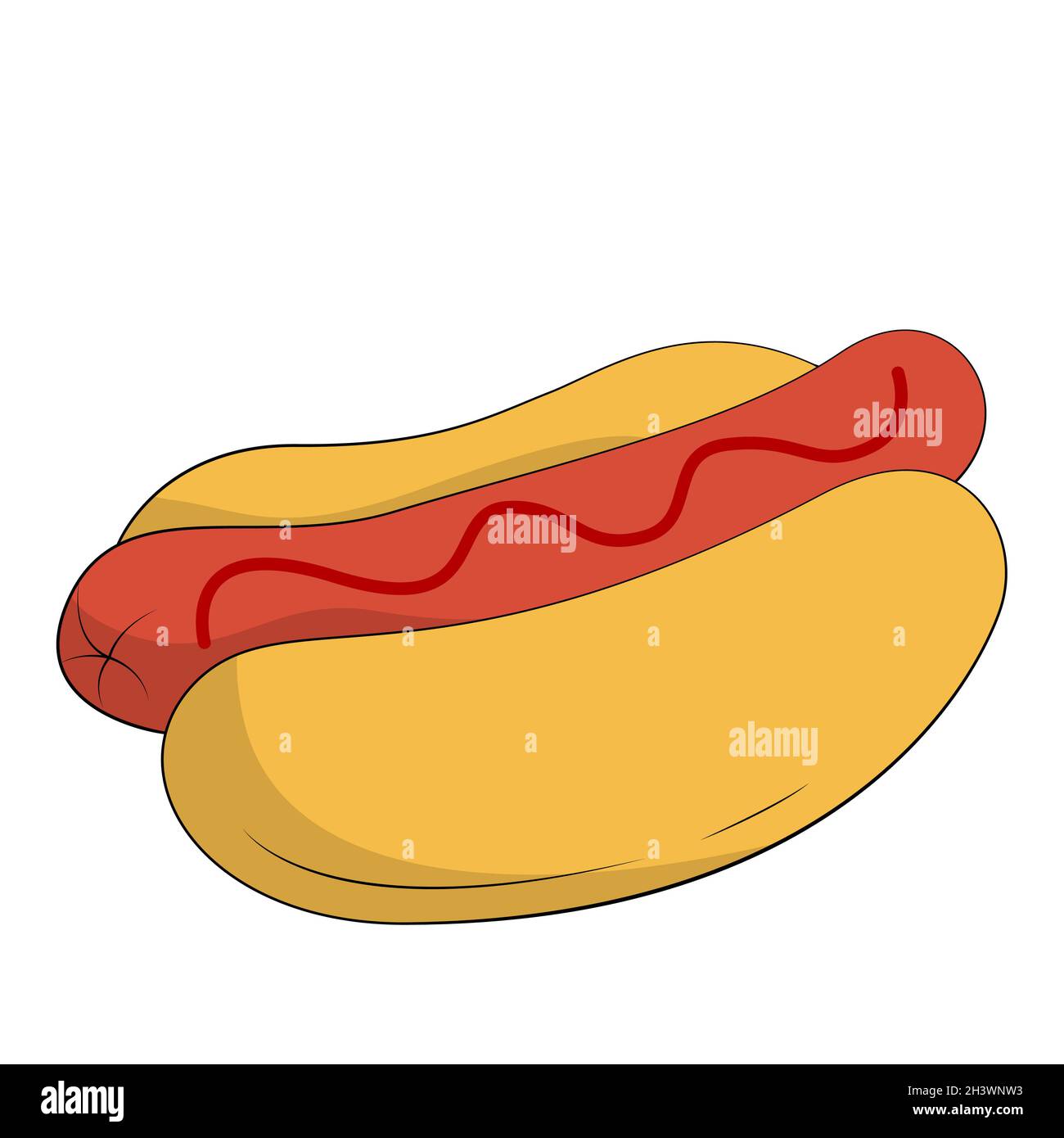Sandwich réaliste avec saucisse et légumes frais - Vector Banque D'Images