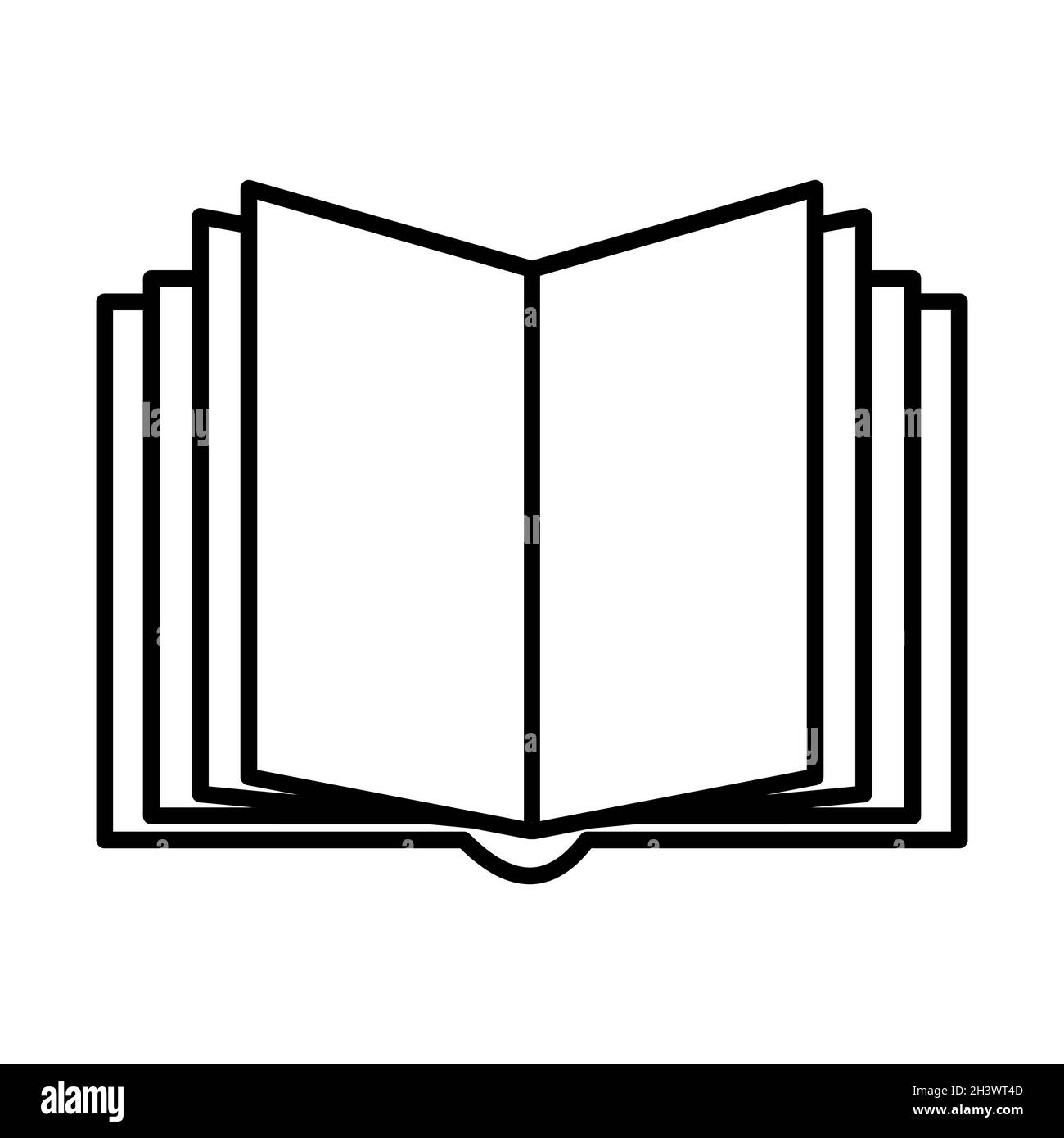 Ouvrir l'icône de livre.Symbole de l'éducation en noir et blanc pour l'étude de l'information.Illustration vectorielle. Illustration de Vecteur