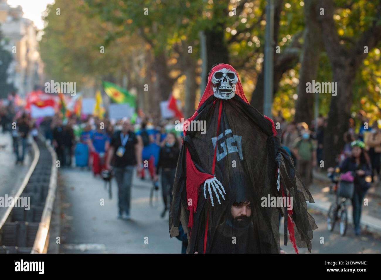 Rome, Italie 30/10/2021: Manifestation de protestation contre le sommet du G20.© Andrea Sabbadini Banque D'Images