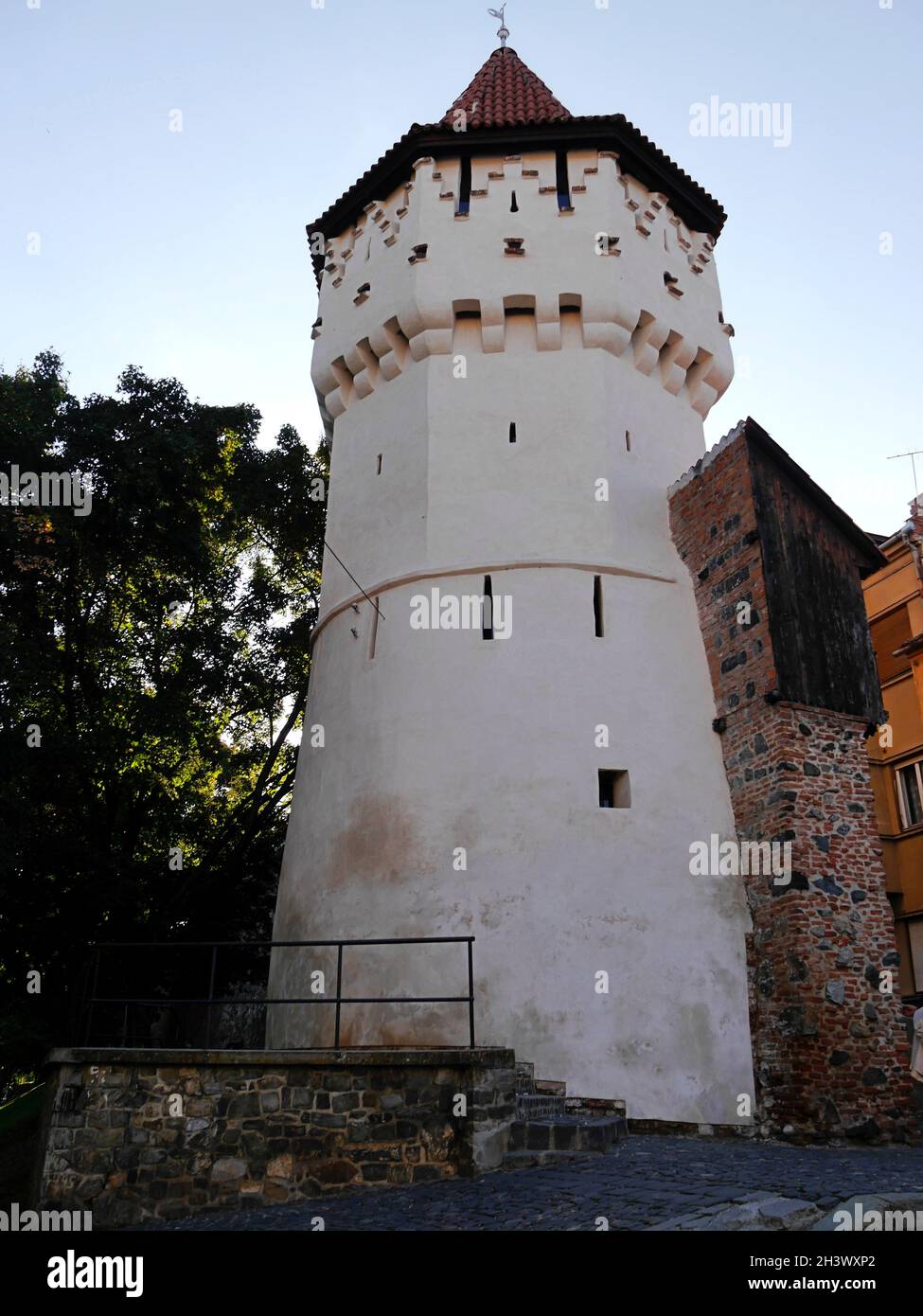 Gros plan de l'imposant, ancien Watchtower, Sibiu, Roumanie.Photo de haute qualité Banque D'Images