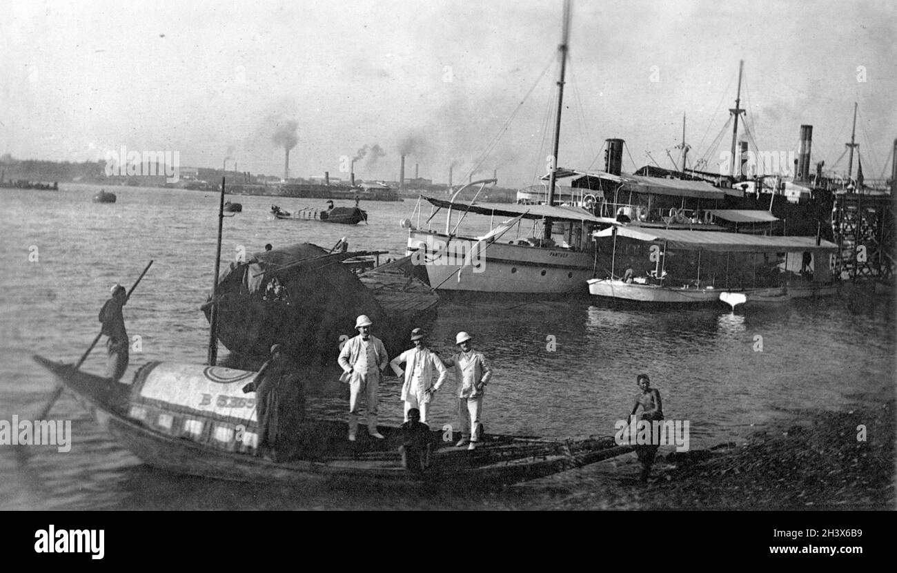 Bateaux amarrés au port de Calcutta, Inde, 1909 Banque D'Images
