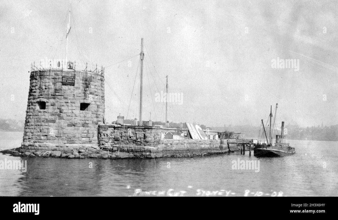 Pinchgut Island, (fort Denison) dans le port de Sydney, Nouvelle-Galles du Sud, Australie, 1909. Banque D'Images