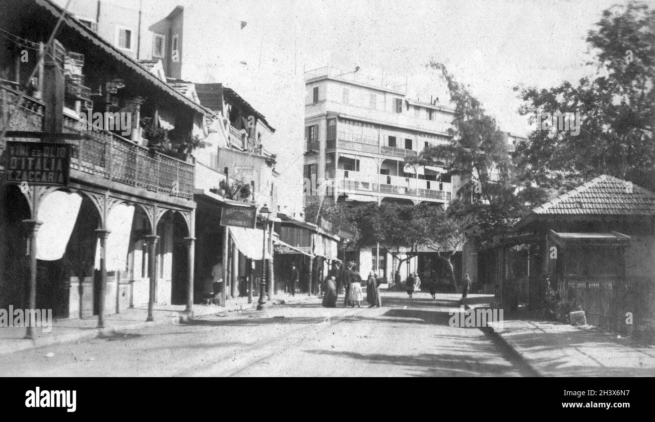 Scène de rue à Port Said, Egyot, 1909 Banque D'Images