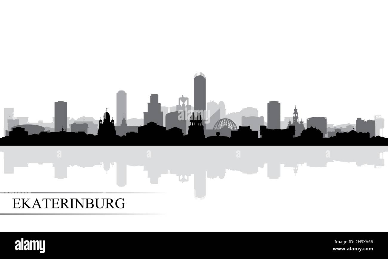 Ekaterinburg ville horizon silhouette arrière-plan, illustration vectorielle Banque D'Images