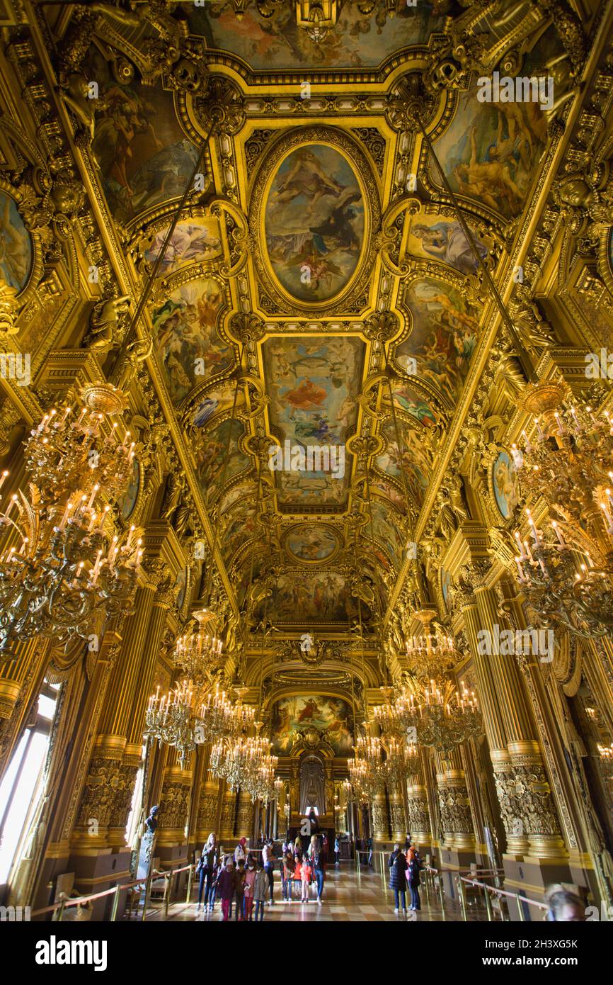 France, Paris, Opéra Garnier, intérieur, Grand foyer, Banque D'Images