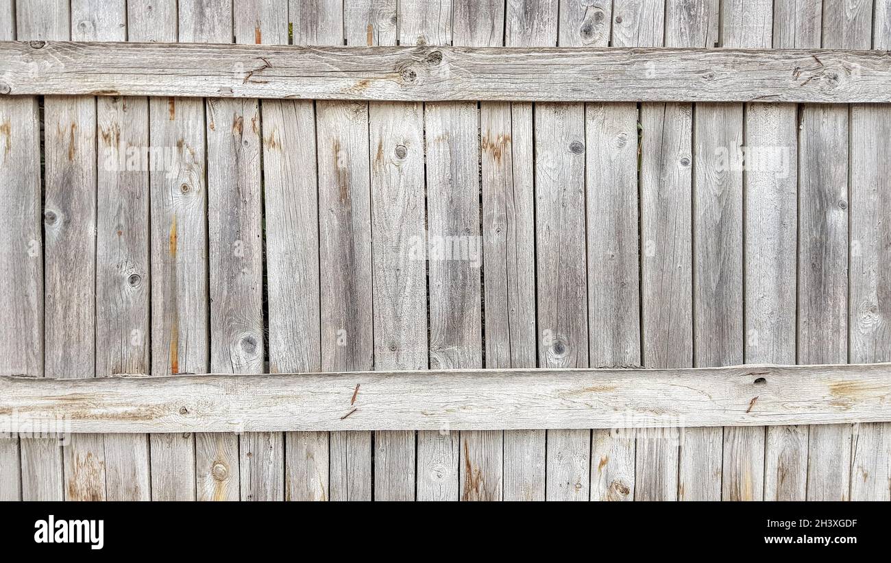 Fond de texture bois de planche de grunge.Gros plan sur les panneaux de clôture en bois gris Banque D'Images
