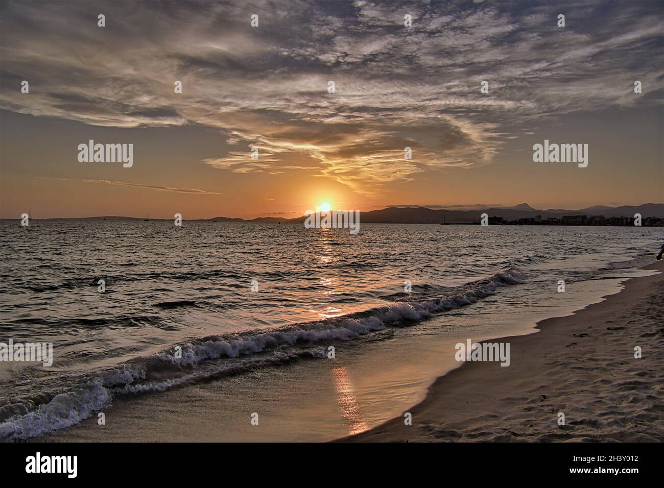 Mallorca Playa de Palma Sonnenuntergang Bilder Fotos Banque D'Images