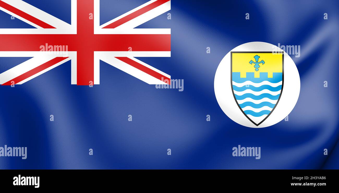 3D Crown Colony of Penang Flag (1946-1949), Malaisie. Illustration 3D. Banque D'Images