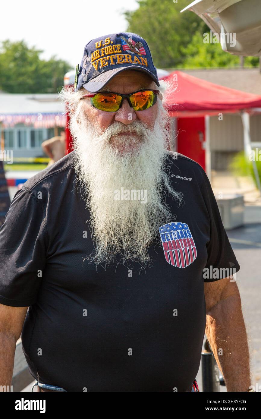 Un vétéran militaire barbu de l'armée de l'air des États-Unis. Banque D'Images