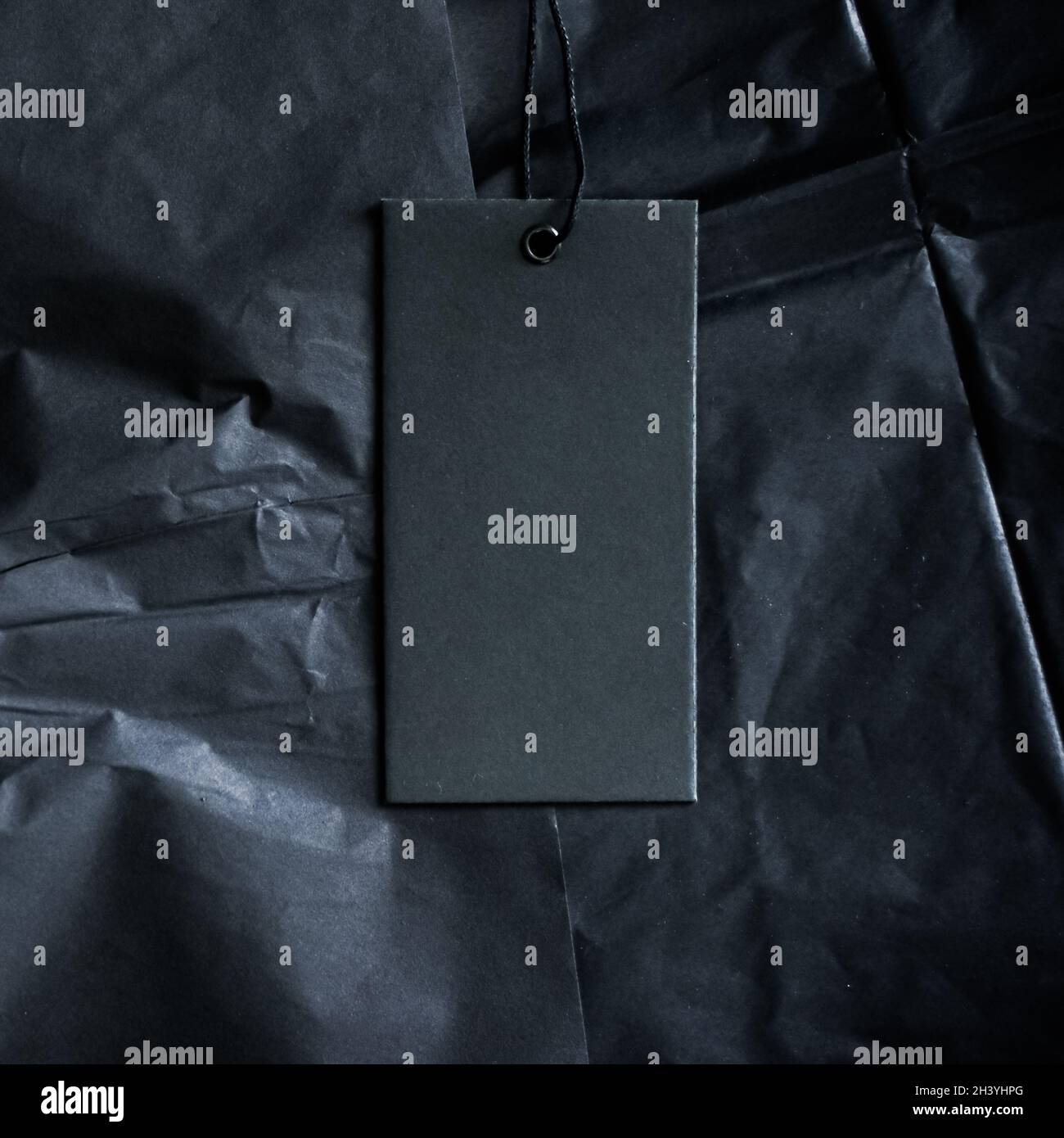 Étiquette de vêtements de luxe noire, mode durable et concept de marque Banque D'Images