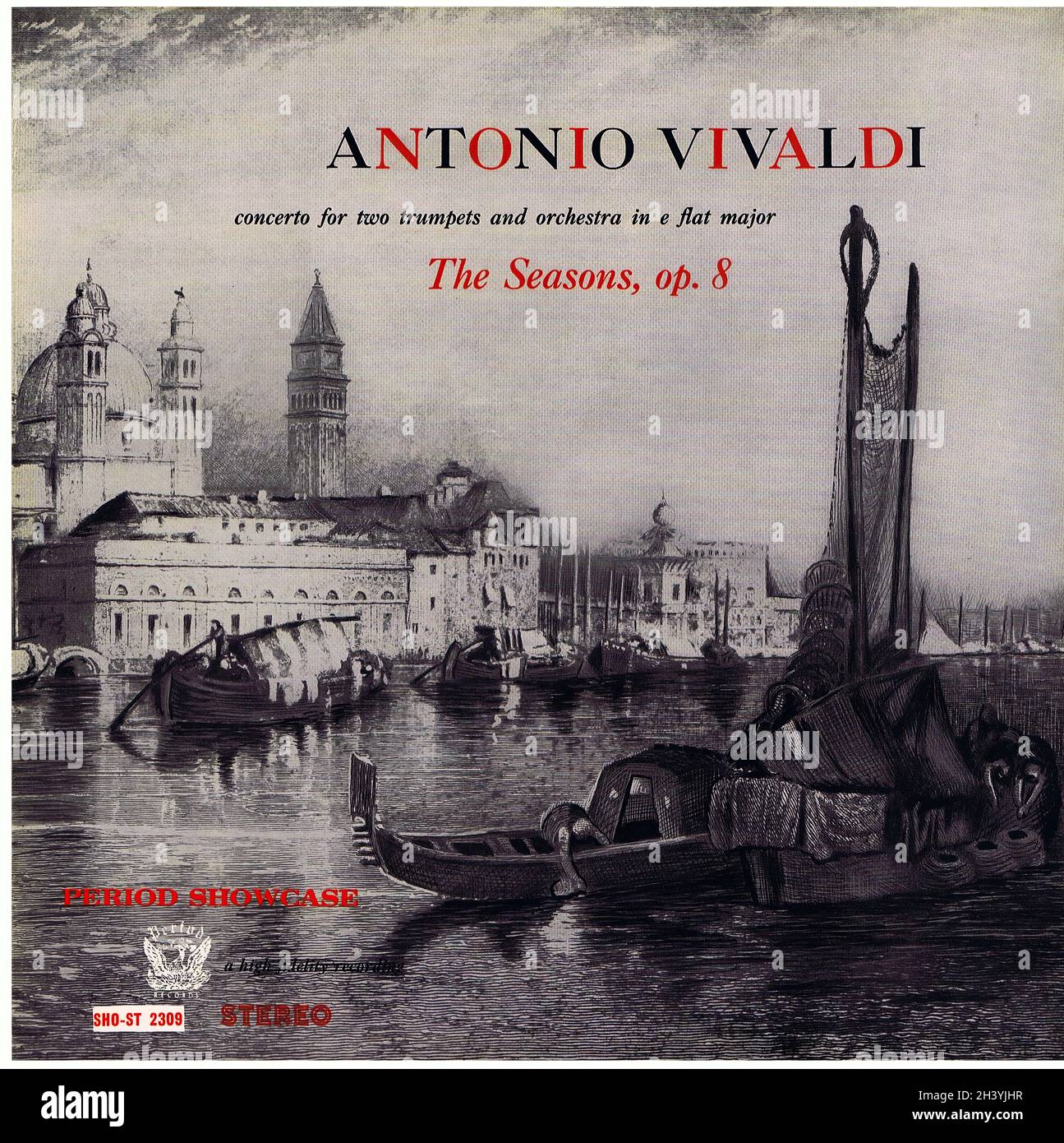 Vivaldi four Seasons, Op 8 – Concerto pour deux Trompettes - Douatte Collegium Musicum of Paris Period - musique classique Vintage Vinyl Record Banque D'Images