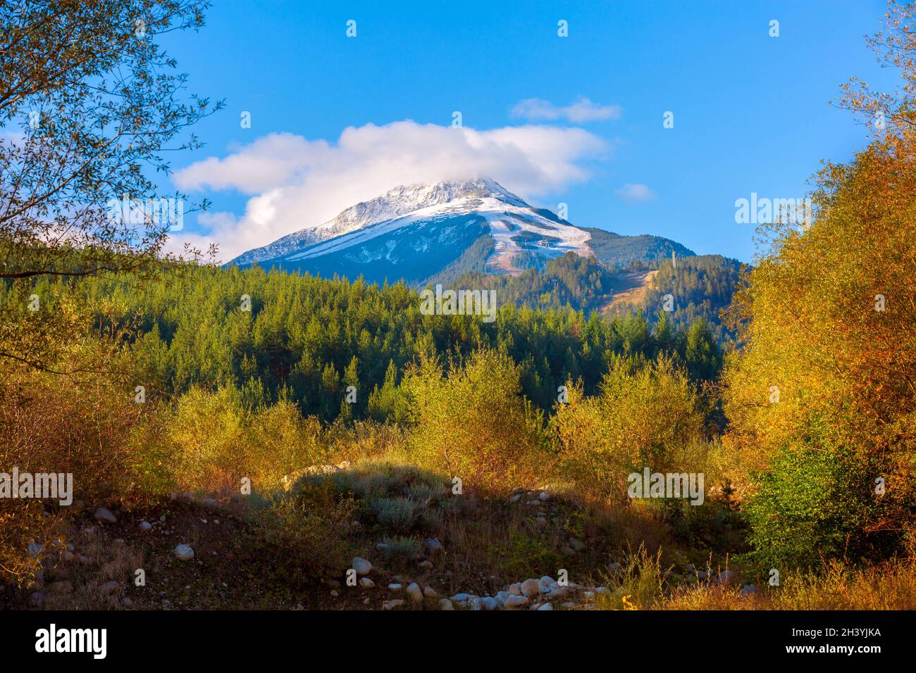 Bansko, panorama des montagnes de Pirin, Bulgarie Banque D'Images