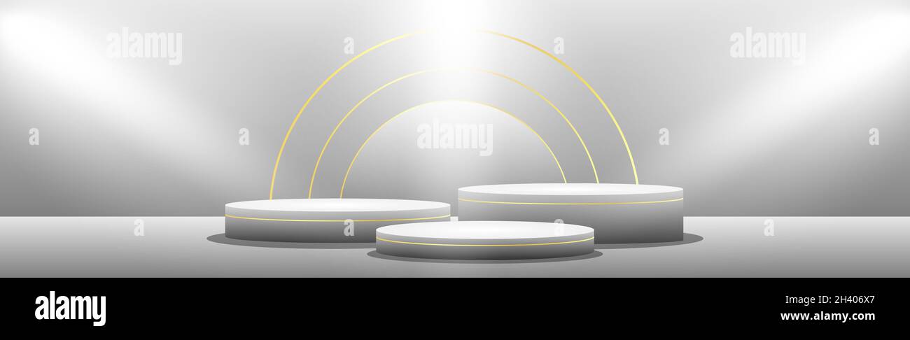 Podium blanc rond réaliste dans un studio léger - Vector Banque D'Images