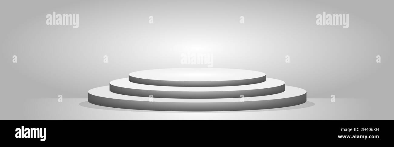 Podium blanc rond réaliste dans un studio léger - Vector Banque D'Images