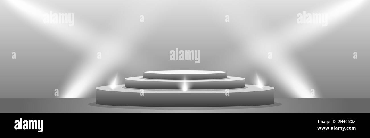 Podium blanc rond réaliste dans un studio léger - Vector Banque D'Images