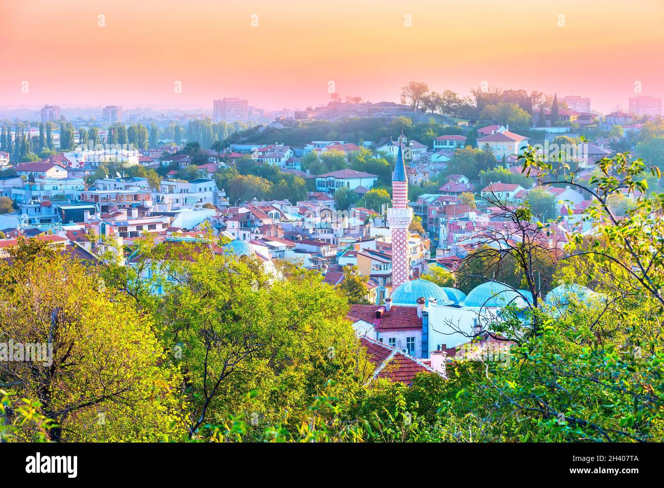 Panorama de la ville de Plovdiv, Bulgarie Banque D'Images