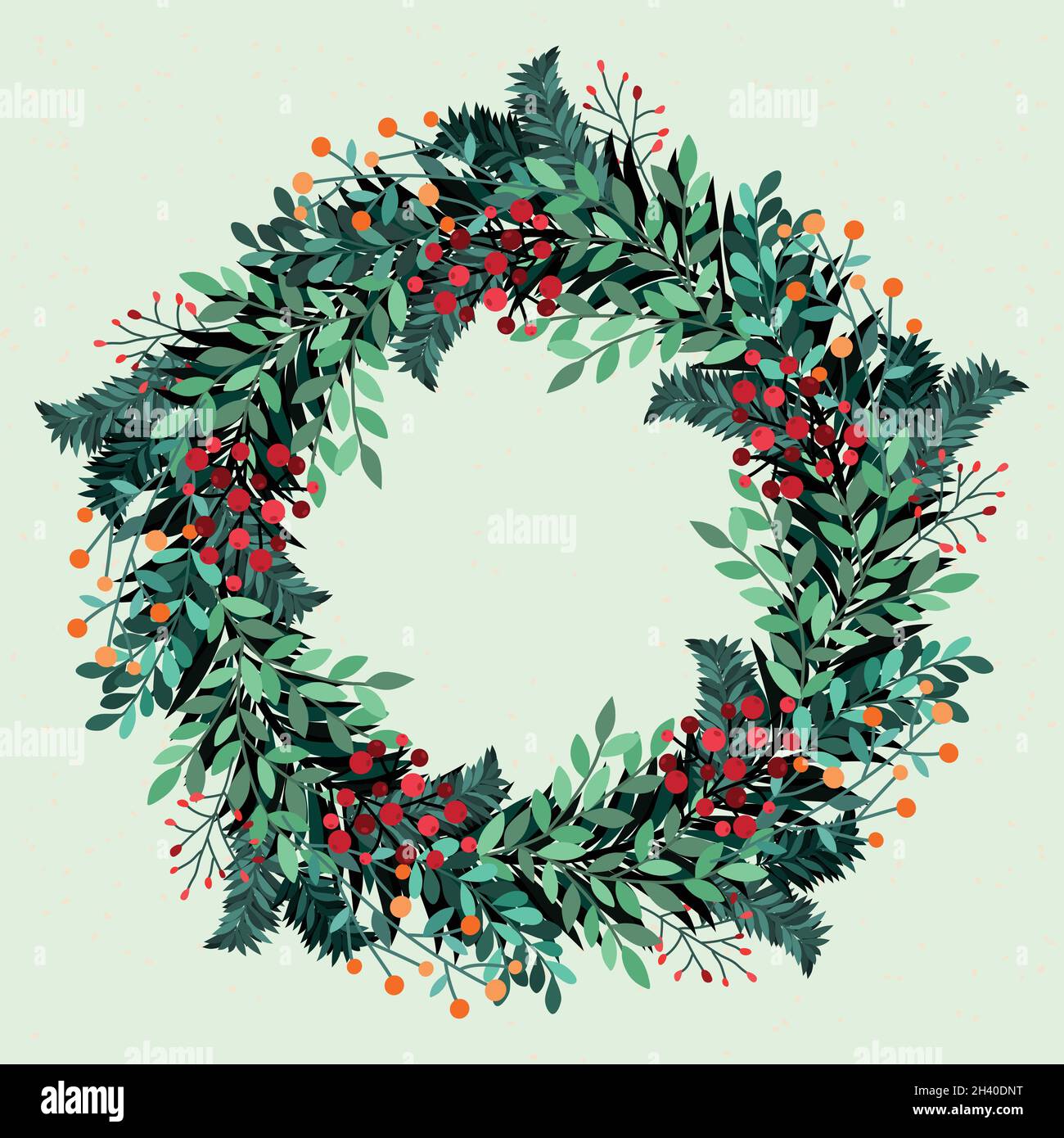 couronne de noël festive avec illustration représentant un motif vectoriel de fruits rouges Illustration de Vecteur