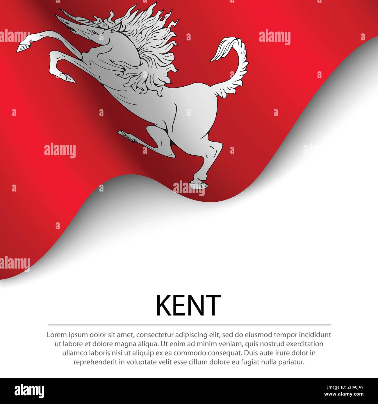 Pavillon de Kent est un comté d'Angleterre sur fond blanc.Modèle vectoriel de bannière ou de ruban Illustration de Vecteur
