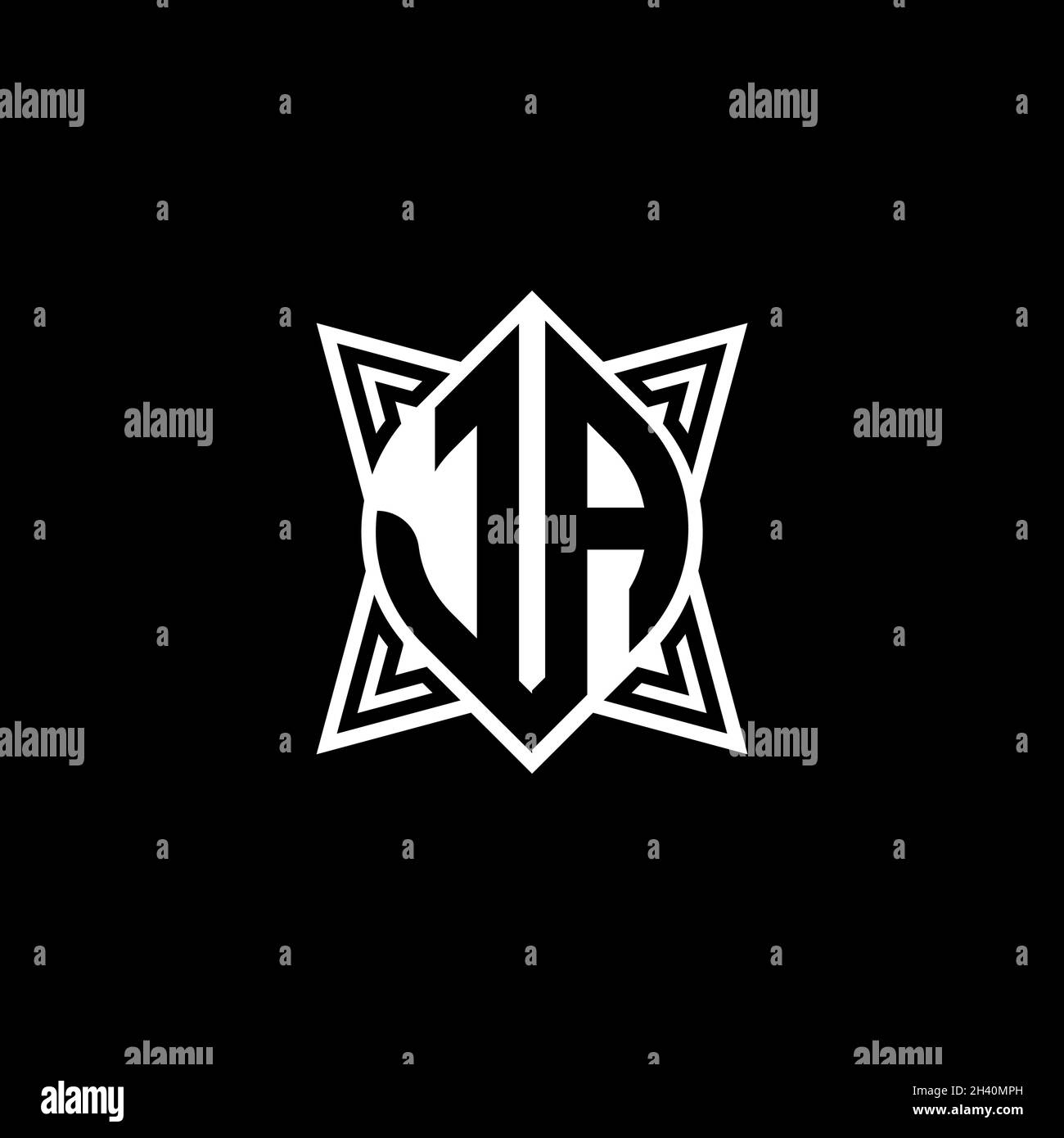 Lettre du logo Monogram HQ avec motif géométrique polygonal isolé sur fond blanc.Polygonale étoile, étoile de bouclier géométrique. Illustration de Vecteur