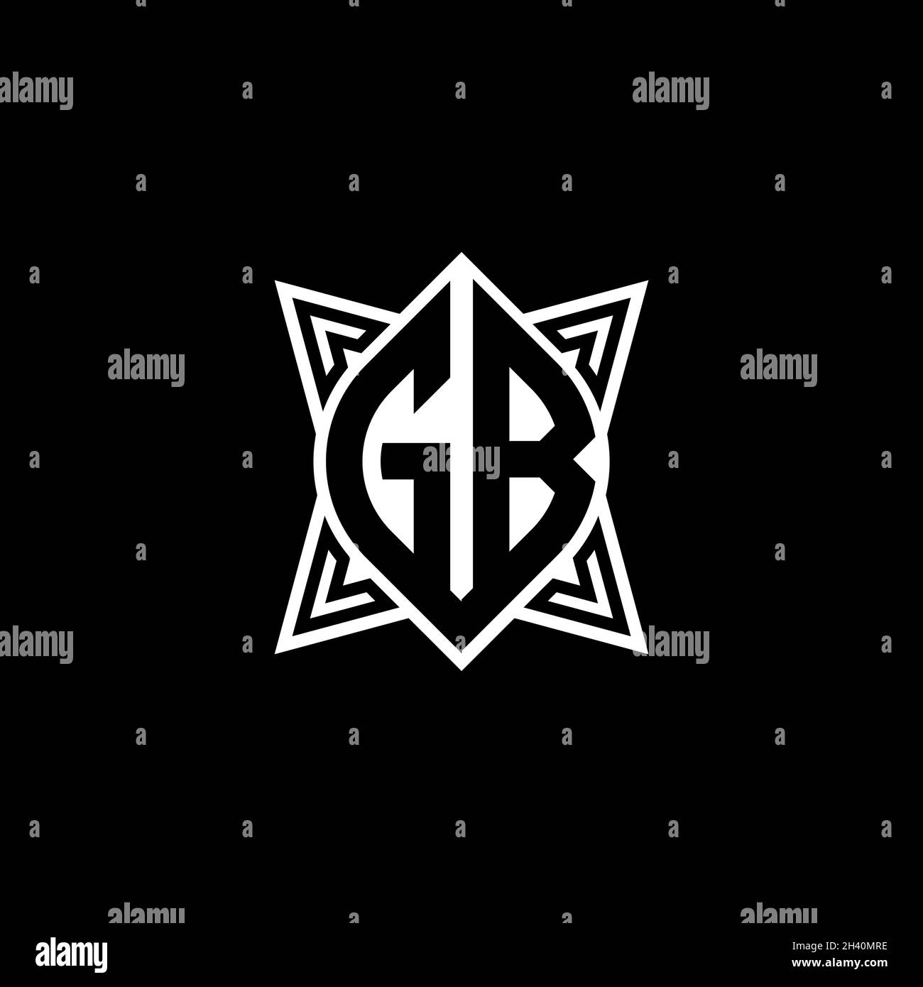 LETTRE du logo FU Monogram avec motif géométrique polygonal isolé sur fond blanc.Polygonale étoile, étoile de bouclier géométrique. Illustration de Vecteur