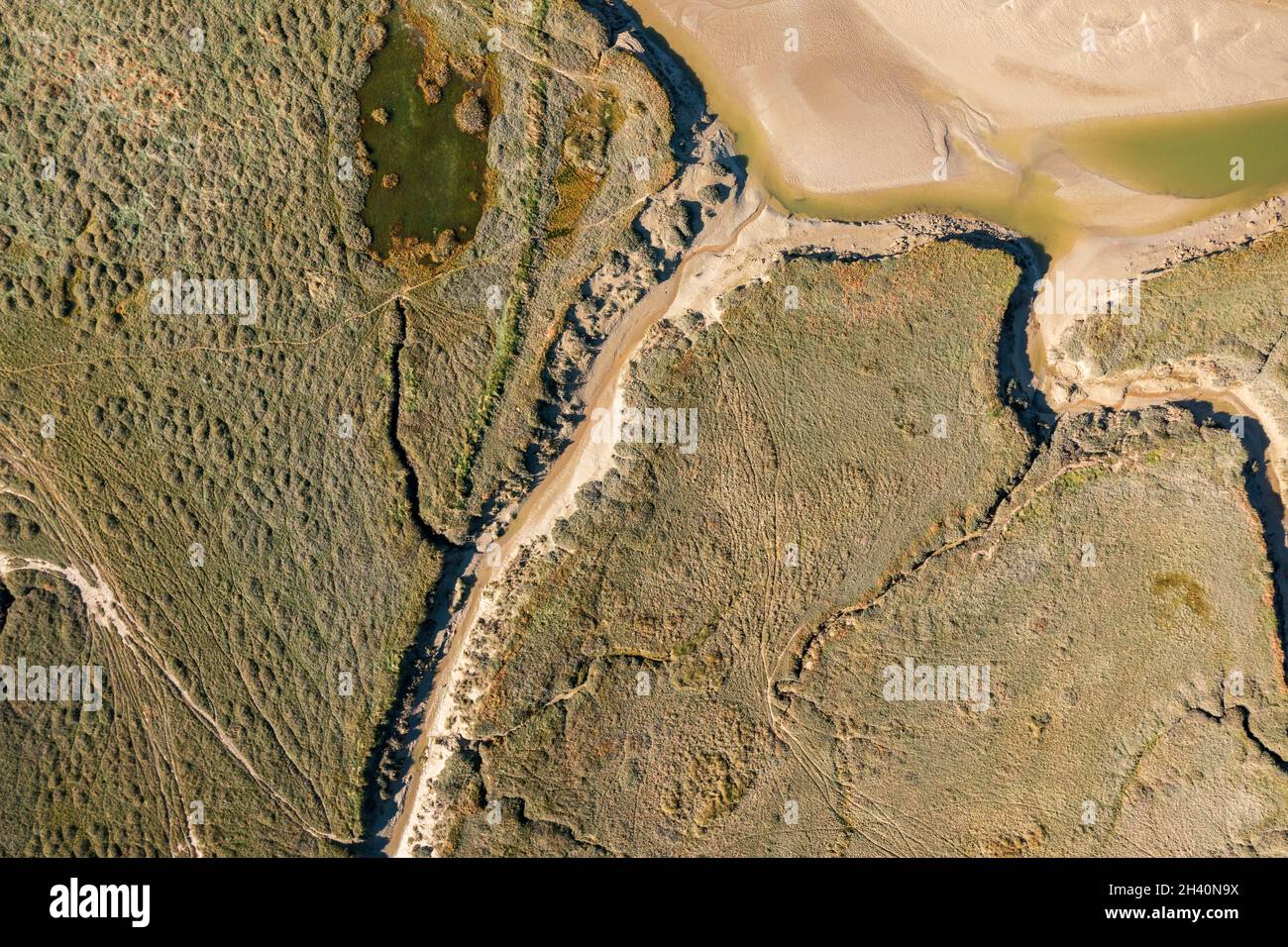 Vue aérienne de la baie de somme, France, somme (80), le Crotoy Banque D'Images