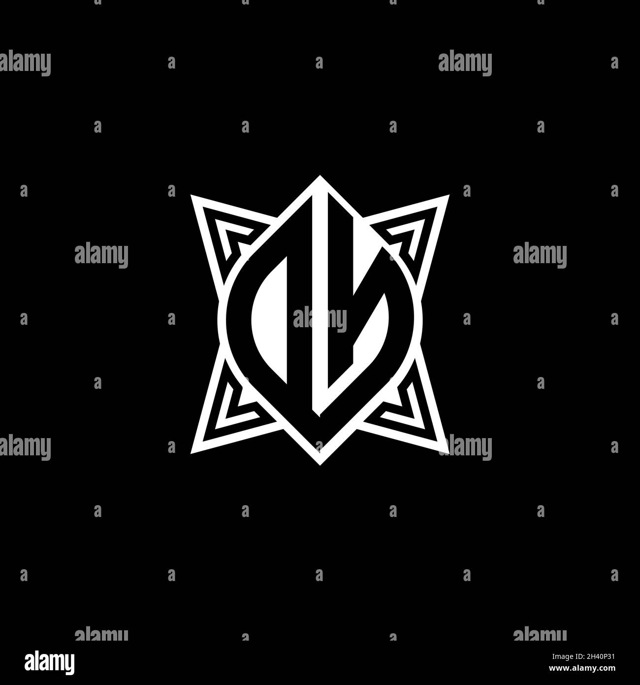 MZ Monogram logo lettre avec la forme géométrique polygonale style design isolé sur fond blanc.Polygonale étoile, étoile de bouclier géométrique. Illustration de Vecteur