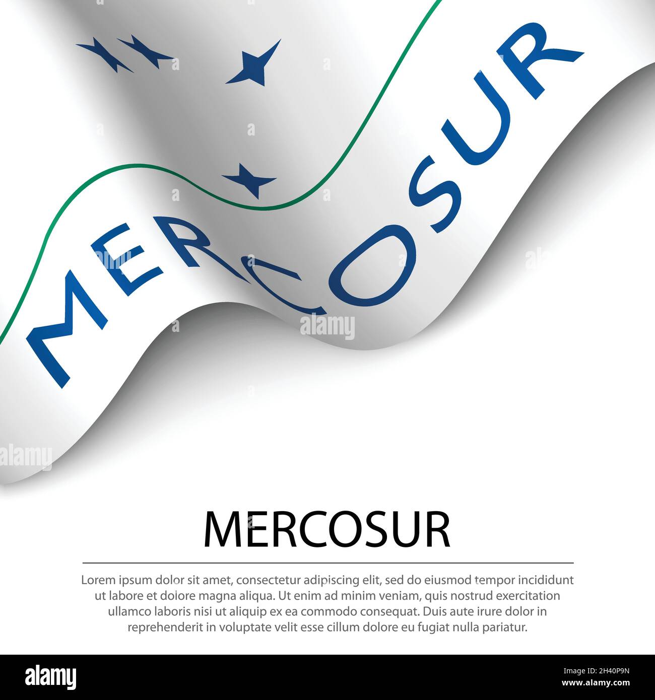 Drapeau agitant du Mercosur sur fond blanc.Modèle vectoriel de bannière ou de ruban Illustration de Vecteur