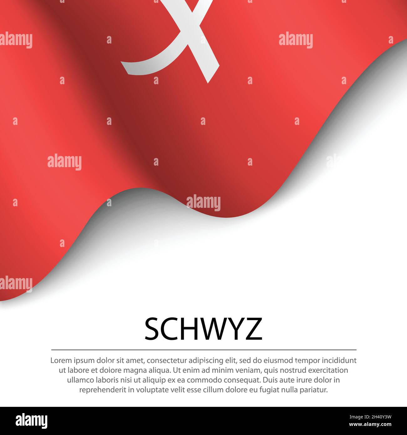 Le drapeau de Schwyz est un canton de Suisse sur fond blanc.Modèle vectoriel de bannière ou de ruban Illustration de Vecteur