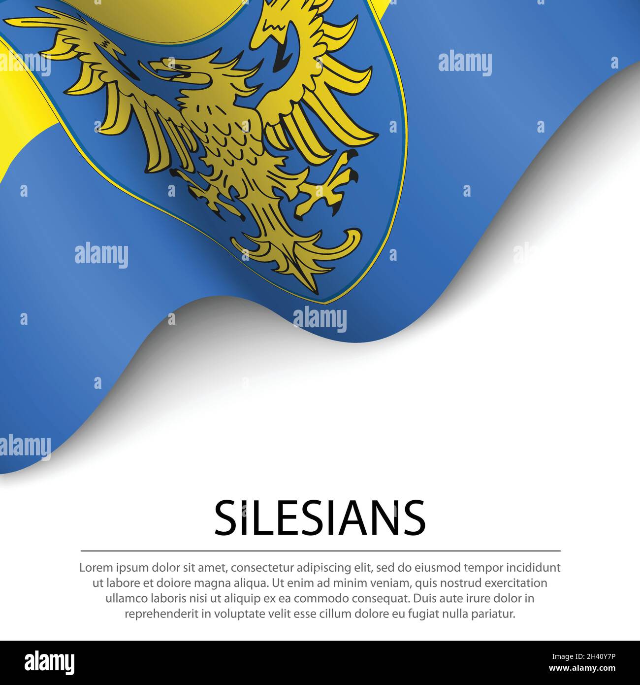 Drapeau des Silésiens sur fond blanc.Modèle vectoriel de bannière ou de ruban Illustration de Vecteur