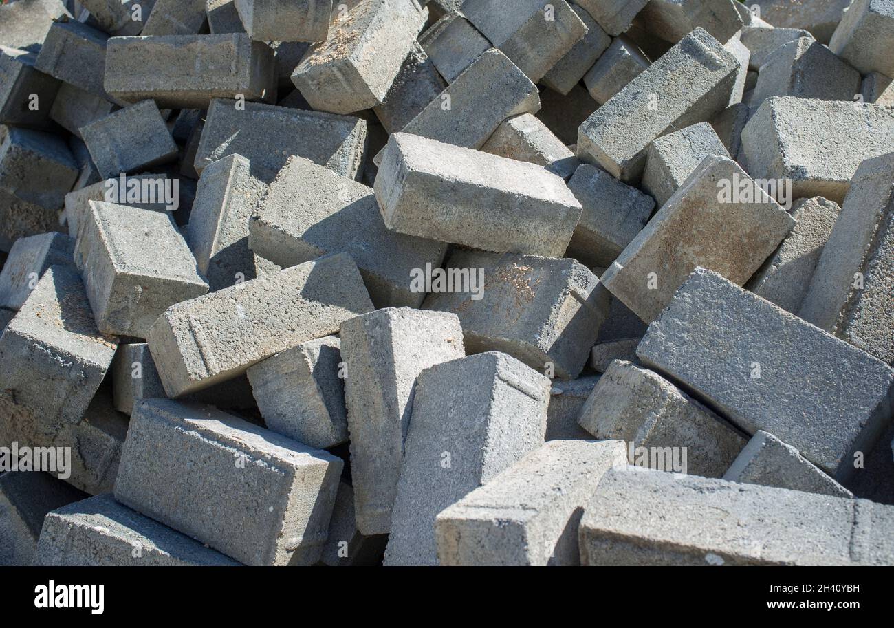 Pile de pavés en béton.Amélioration de l'infrastructure de la ville Banque D'Images