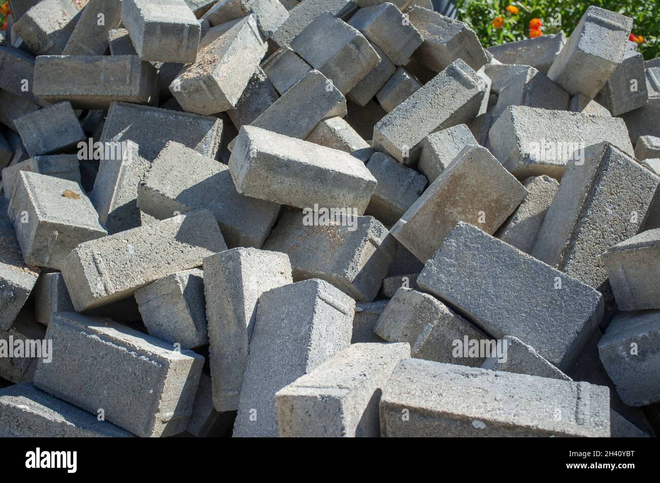 Pile de pavés en béton.Amélioration de l'infrastructure de la ville Banque D'Images