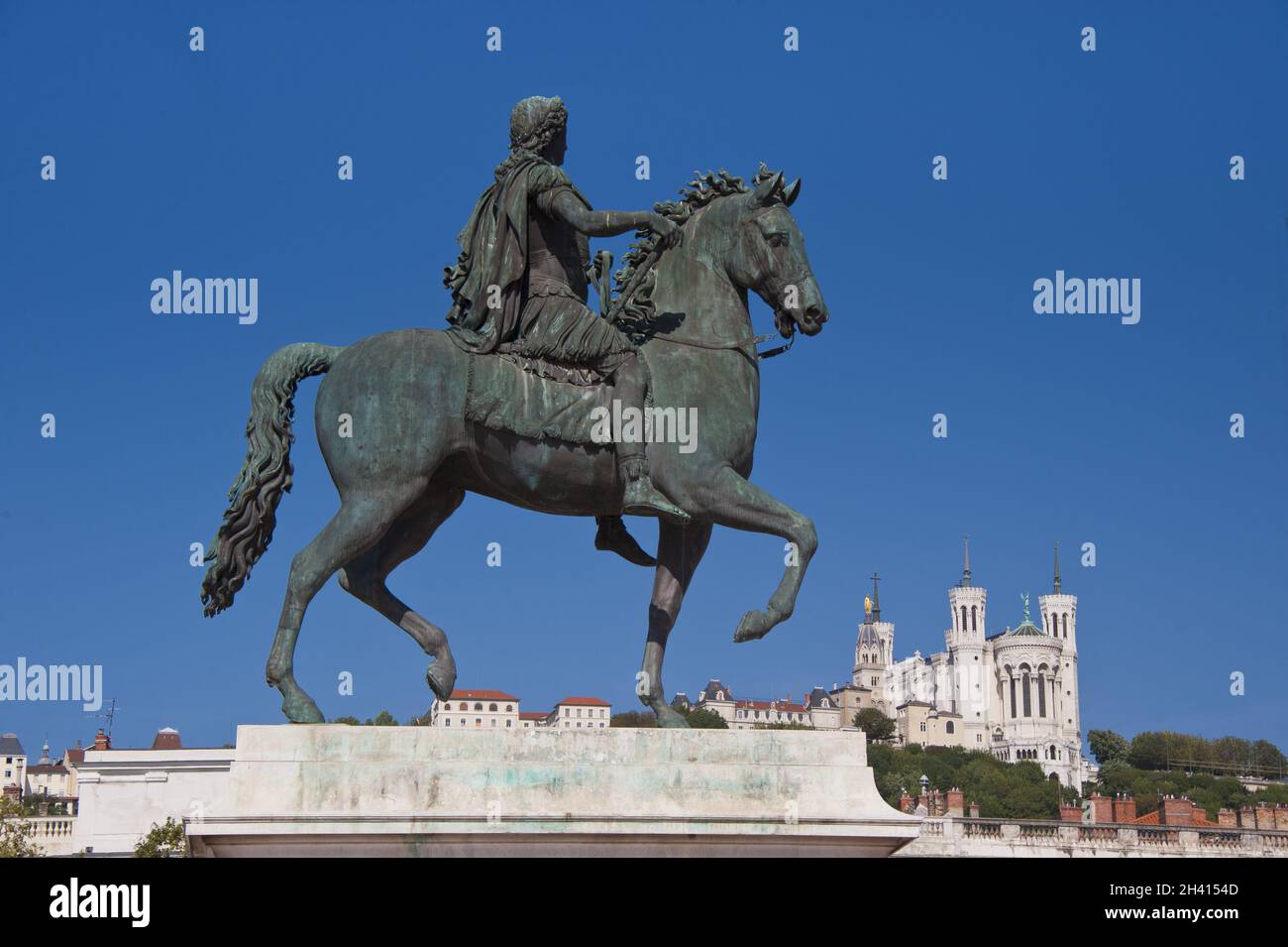 Statue équestre de louis xiv à la place bellecour Banque D'Images