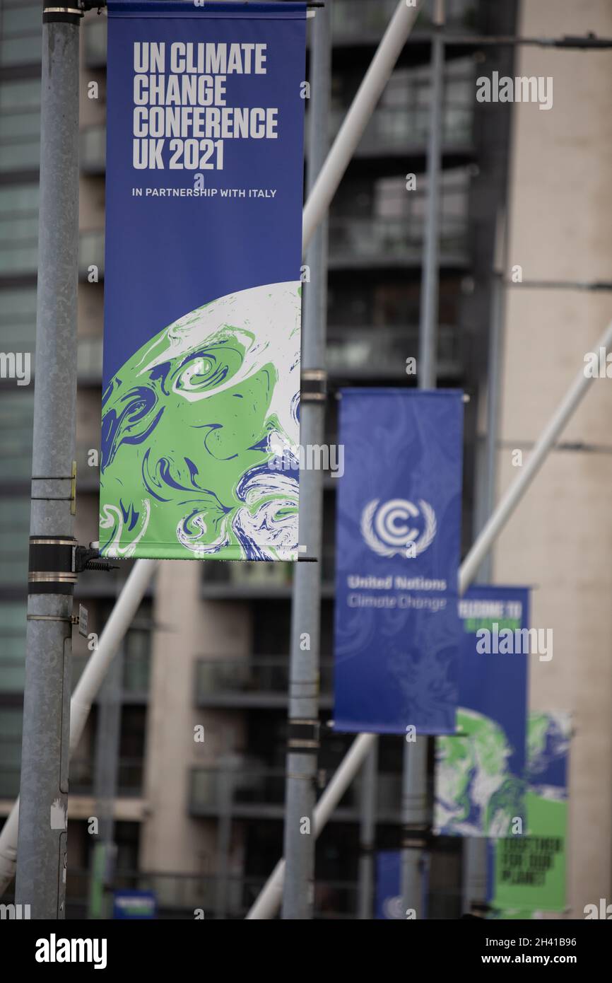 Glasgow, Royaume-Uni.Vue extérieure du lieu de la 26e Conférence des Nations Unies sur les changements climatiques, connue sous le nom de COP26, à Glasgow, au Royaume-Uni, le 30 octobre 2021. Banque D'Images