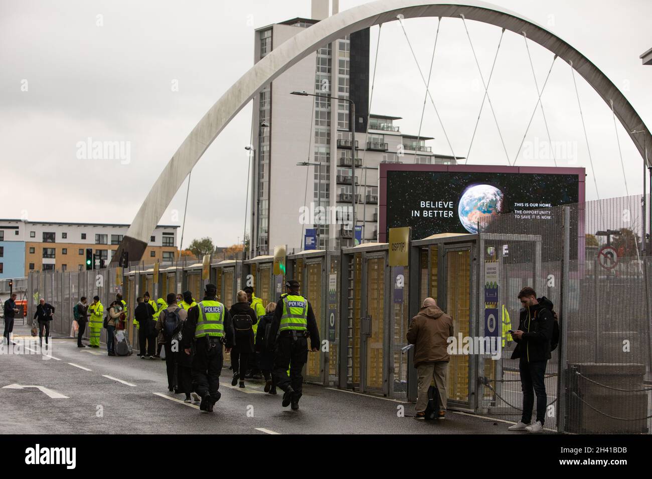 Glasgow, Royaume-Uni.Vue extérieure du lieu de la 26e Conférence des Nations Unies sur les changements climatiques, connue sous le nom de COP26, à Glasgow, au Royaume-Uni, le 30 octobre 2021. Banque D'Images